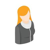 Woman with long red hair icon, isometric 3d style vector