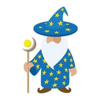 Old wizard cartoon character vector