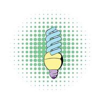 Energy saving lamp icon, comics style vector