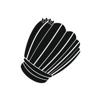 guante de béisbol de cuero icono simple negro vector