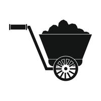 Trolley with ore black simple icon vector