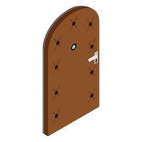 Door covered with leather icon, isometric 3d style vector