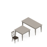 conjunto de mesa isométrica renderização 3d png