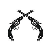 Crossed revolvers black icon vector