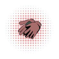 Garden gloves comics icon vector