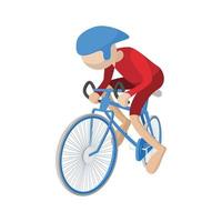 atleta, ciclista, caricatura, icono vector