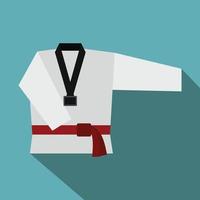 kimono y artes marciales cinturón rojo icono plano vector