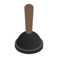 Cup plunger isometric 3d icon vector