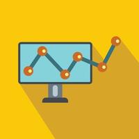 Growing bar graph on the screen of computer icon vector