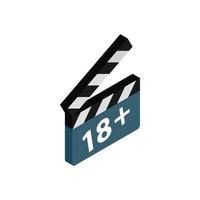 Movie clapper with rate 18 plus icon vector