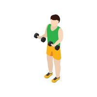 Man exercising with dumbbells icon, isometric 3d vector