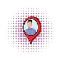 Map pointer with businessman icon, comics style vector