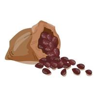 Cacao seed sack icon cartoon vector. Cocoa bean vector