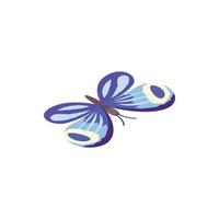 Blue butterfly icon, isometric 3d style vector