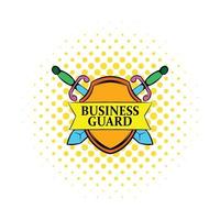 Business guard icon, comics style vector