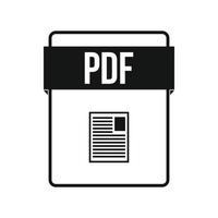 PDF file icon, simple style vector