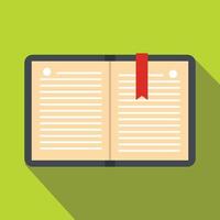 Open notebook with bookmark icon, flat style vector