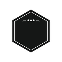 Black badge with three stars icon, simple style vector