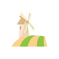 Windmill icon, cartoon style vector