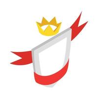 Shield with red ribbon and crown icon vector