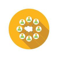 Cloud surrounded people flat icon vector