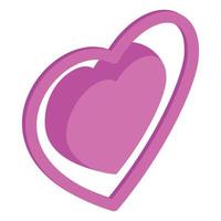 Pink heart icon, isometric 3d style vector