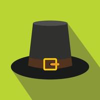 Gorgeous pilgrim hat flat icon with shadow vector