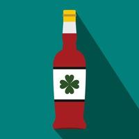 Beer bottle with a clover on the label flat icon vector
