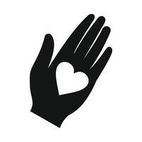 corazón en una mano icono negro simple vector