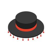 Black sombrero hat icon, isometric 3d style vector