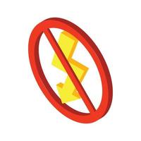 No lightning icon, isometric 3d style vector