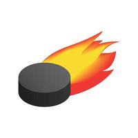 Puck with flame isometric icon vector