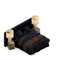 Isometric Bedroom 3D render png