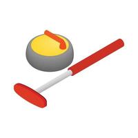 Curling icon, isometric 3d style vector