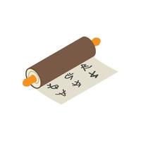 Ancient chinese scroll isometric 3d icon vector