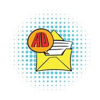 Yellow envelope with card for advertising icon vector