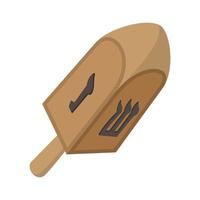 A wooden dreidel cartoon icon vector