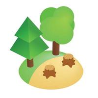 Deforestation icon, isometric 3d style vector