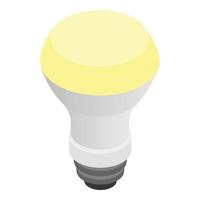 Glowing LED bulb icon, isometric 3d style vector