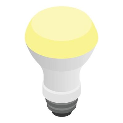 Glowing LED bulb icon, isometric 3d style