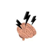 Brain with a lightning icon, isometric 3d style vector