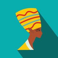 icono de cabeza de nefertiti, estilo plano vector