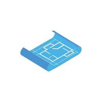 Building plan icon, isometric 3d style vector