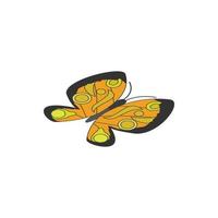 Yellow butterfly icon, isometric 3d style vector