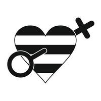 homosexual amor mujer negro simple icono vector