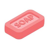 Pink bar of soap 3d isometric icon vector
