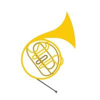 French horn flat icon vector