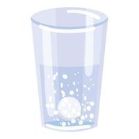 vector de dibujos animados de icono de vaso de agua de aspirina. virus de la gripe