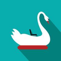 cisne niños carrusel icono plano vector