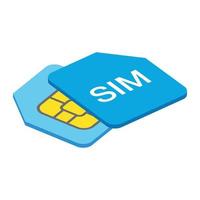 Sim card 3d isometric icon vector